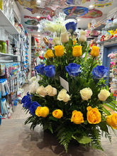 Load image into Gallery viewer, Yelllow, blue white roses
