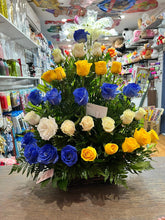 Load image into Gallery viewer, Yelllow, blue white roses
