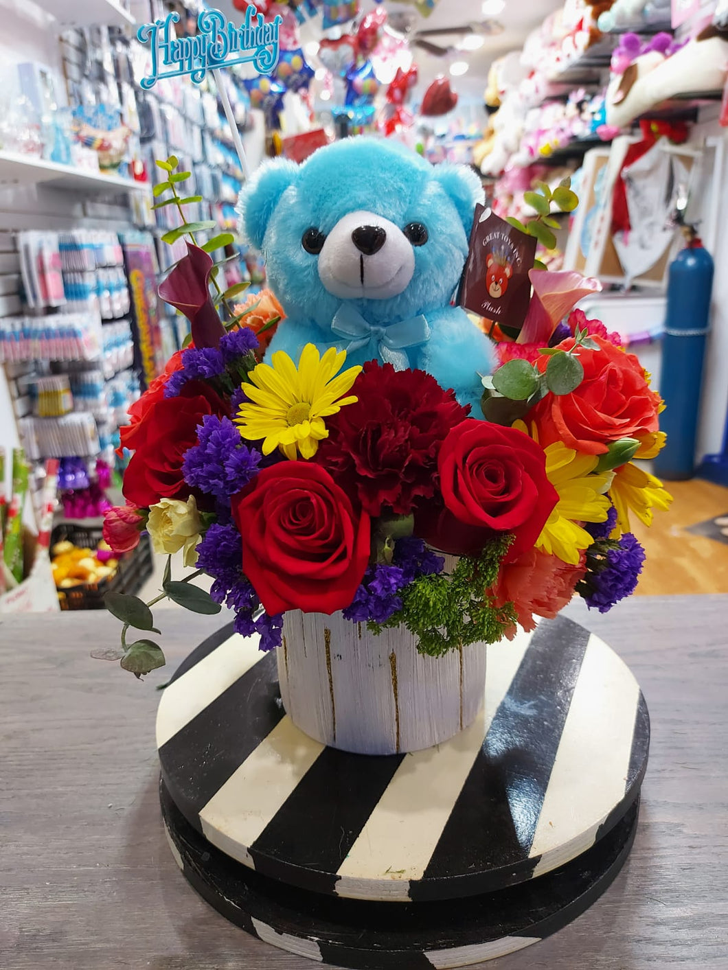 Tropical whit teddy bear