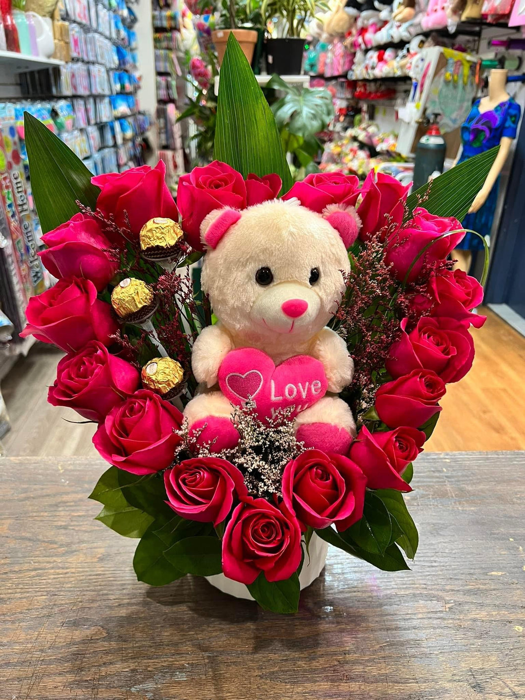 Pink heart with teddy bear 🧸