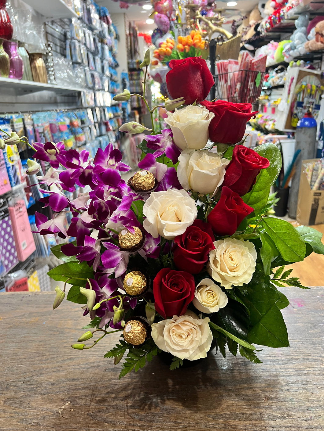Roses with orchids
