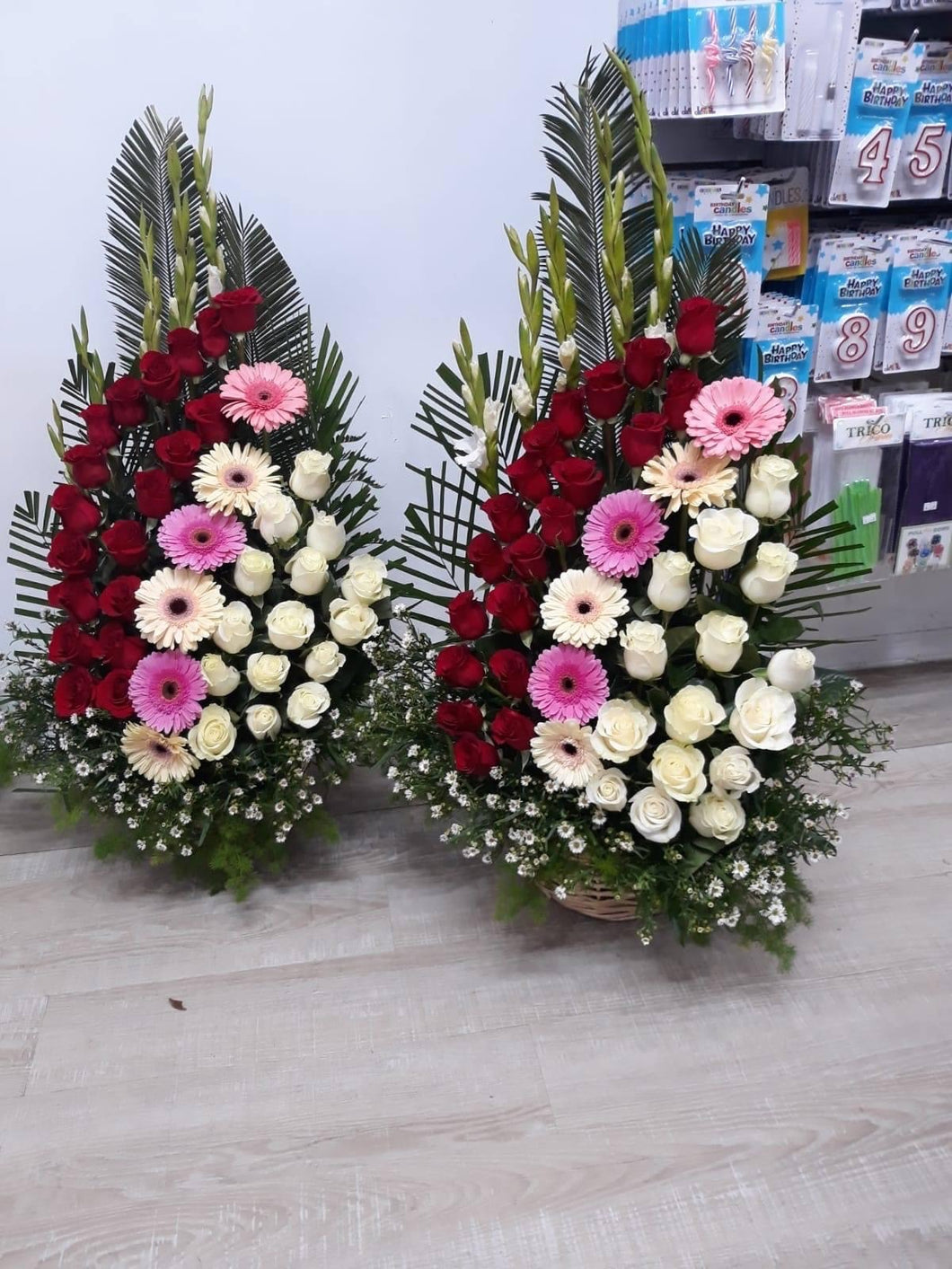 White & red roses