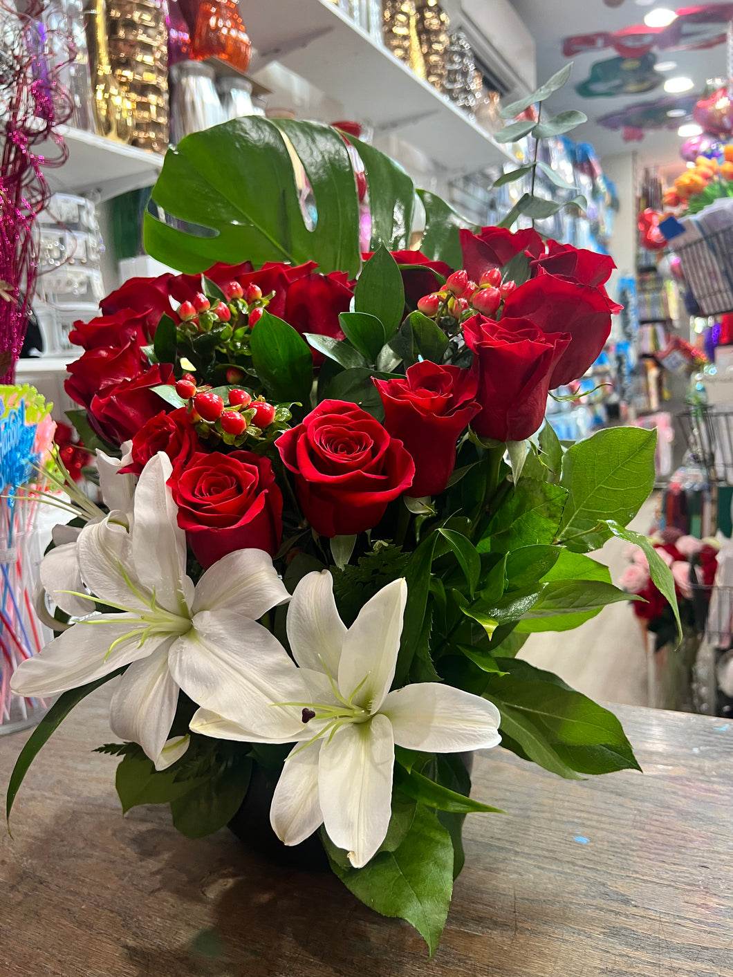 Heart with white lilys