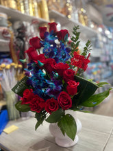 Load image into Gallery viewer, Red roses with orchid
